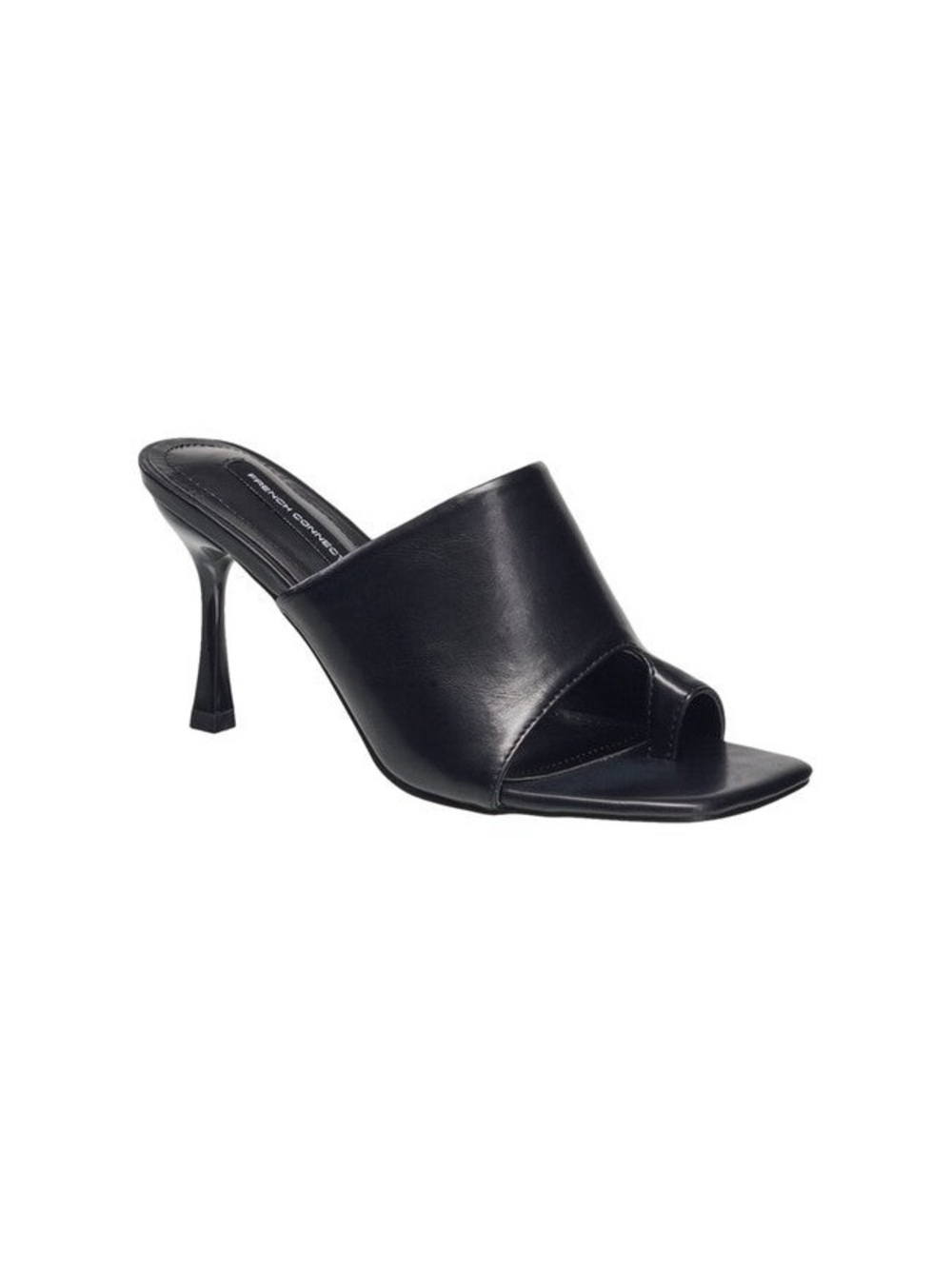 French Connection Black Leather Slide Mule Heel